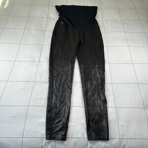Spanx Leggings Womens 1X Maternity Black Mama Faux Leather High Waisted Stretch
